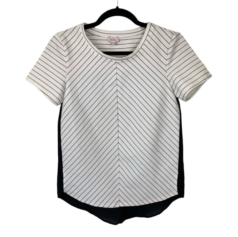 Stritchfix Pixley white black stripe sheer back xs